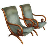 Pair of French Colonial Mahogany Armchairs