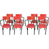 Set of Eight Art Moderne Metal Garden Chairs
