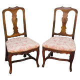 Antique Pair of 18th Century Anglo-Dutch Carved Side Chairs