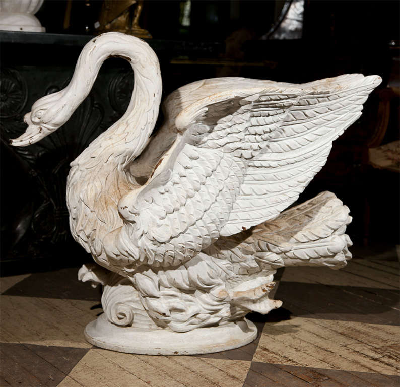 Fabulous Hand Carved Wood Swan