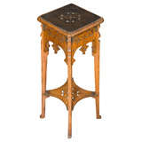 Small oak hand carved pedestal table