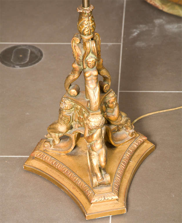 Figural Continental Gold Leaf Wooden Floor Lamp c, 1900