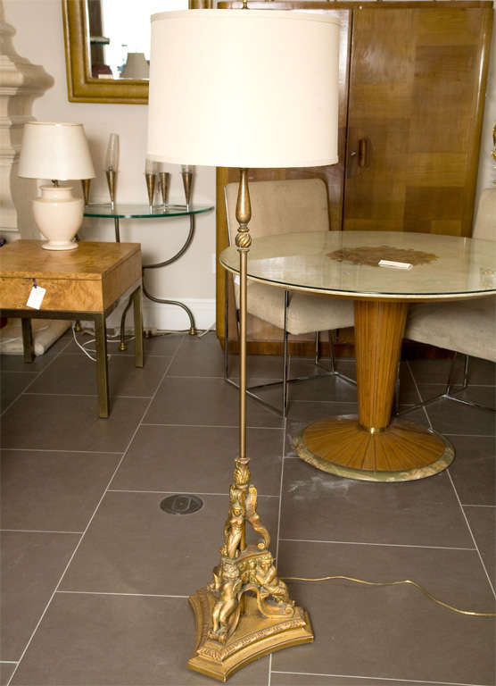 Gold Leaf Wooden Floor Lamp 2