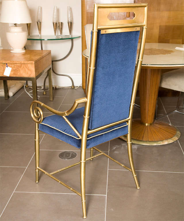 Set of 6 Mastercraft Faux Bamboo Brass Dining Chairs For Sale 1