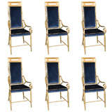 Set of 6 Mastercraft Faux Bamboo Brass Dining Chairs