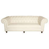 Cream Linen Tufted Back Sofa