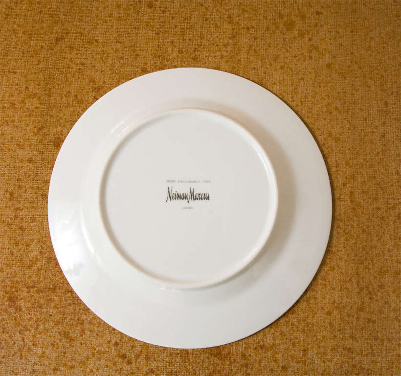 Set of Four Ceramic Malachite Plates from Neiman Marcus 4