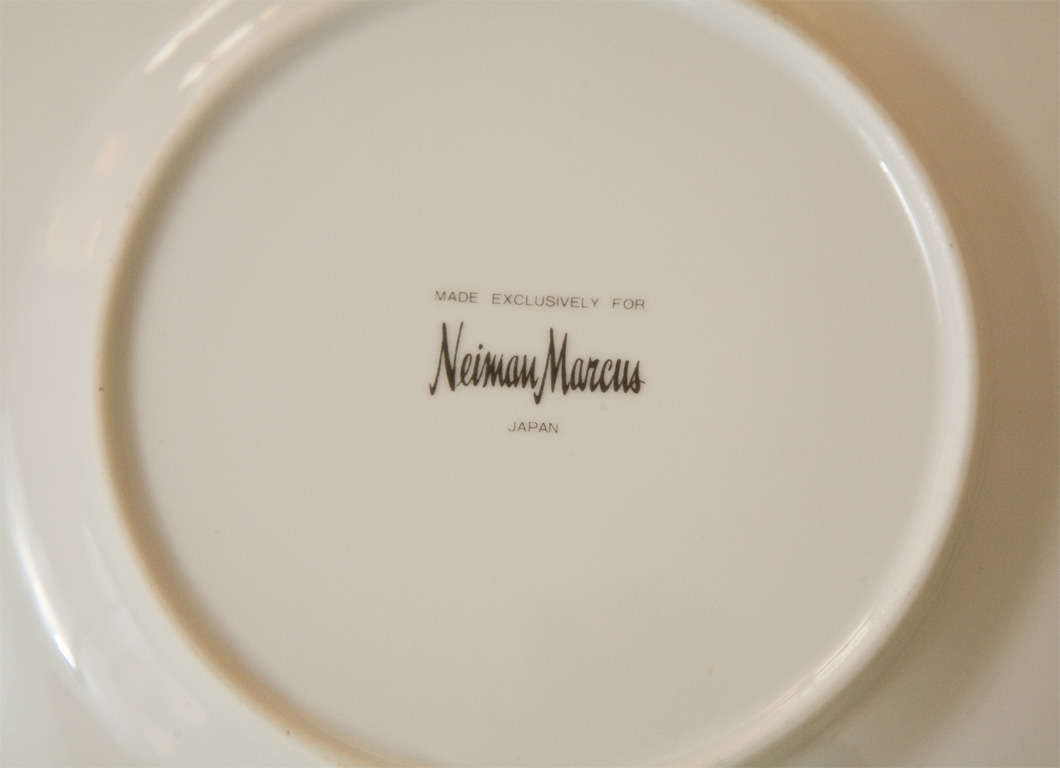 Set of Four Ceramic Malachite Plates from Neiman Marcus For Sale 5