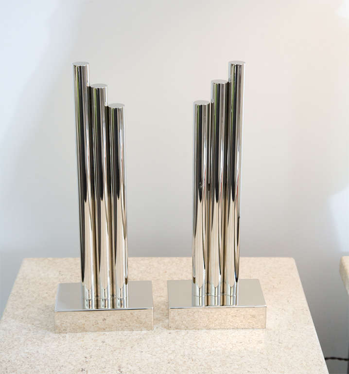 KEM Weber Polished Chrome Andirons