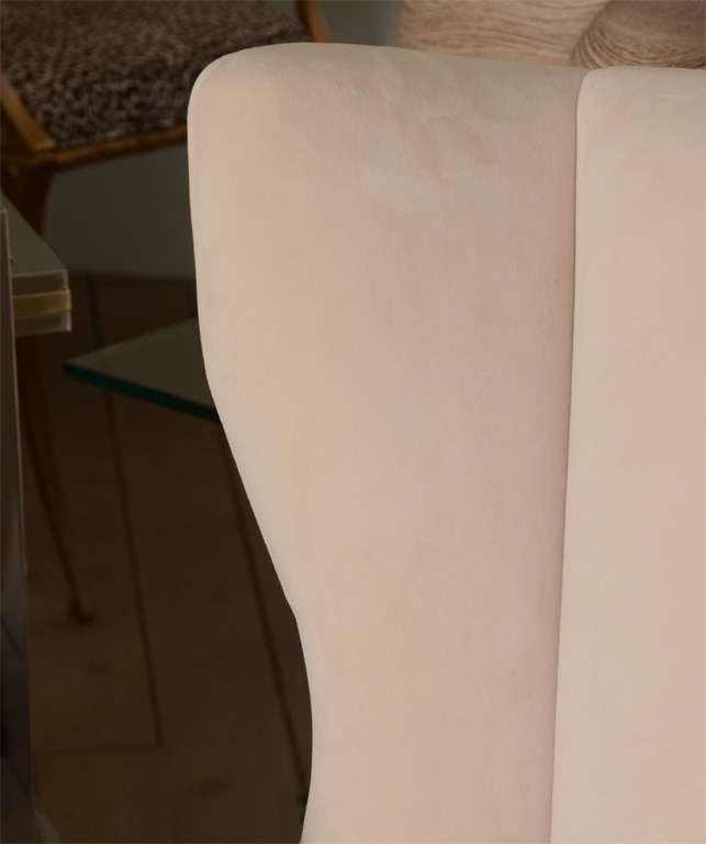 Pair of Paola Buffa Suede Wing Chairs