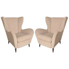 Pair of Paola Buffa Suede Wing Chairs