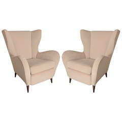 Pair of Paola Buffa Suede Wing Chairs