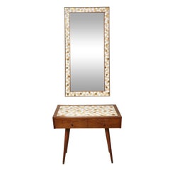 Mid-Century Modern Tiled Console With Mirror By Hohenberg