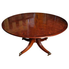 A Round English George III Style Pedestal Base Table