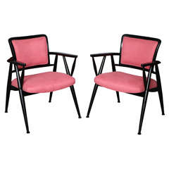 A Pair Of Italian Lacquered Arm Chairs