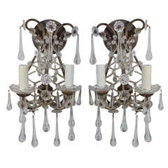 Pair of Beaded Crystal Sconces