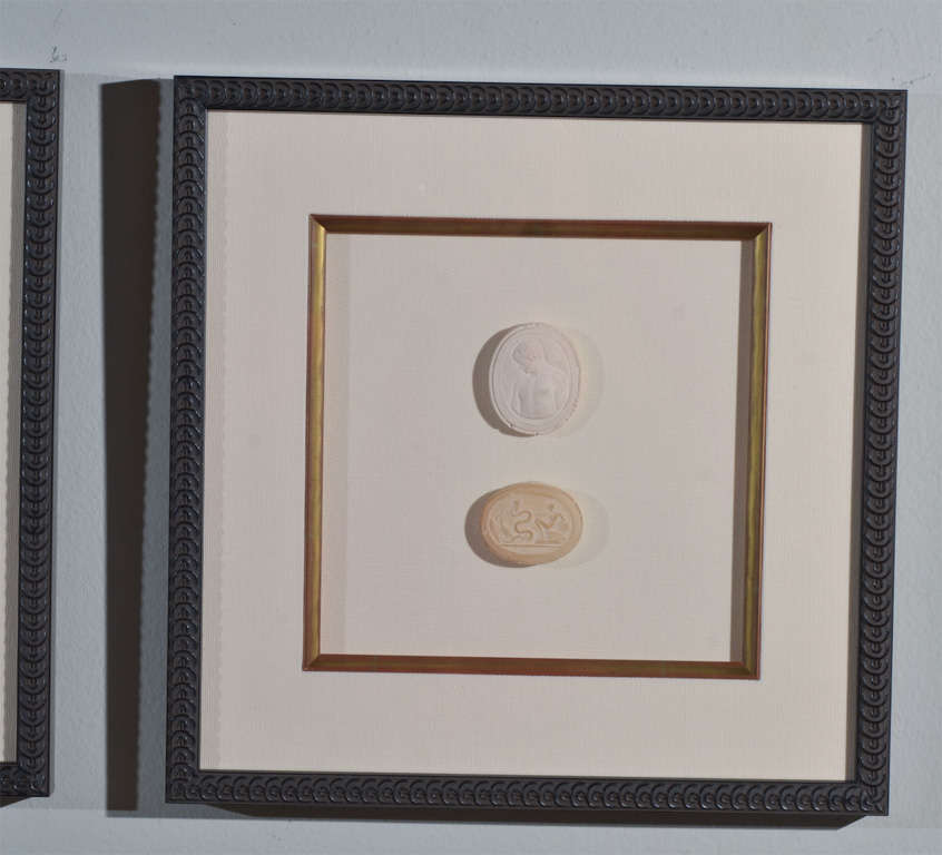 Newly framed plaster intaglios commemorative of 18th & 19th c European 