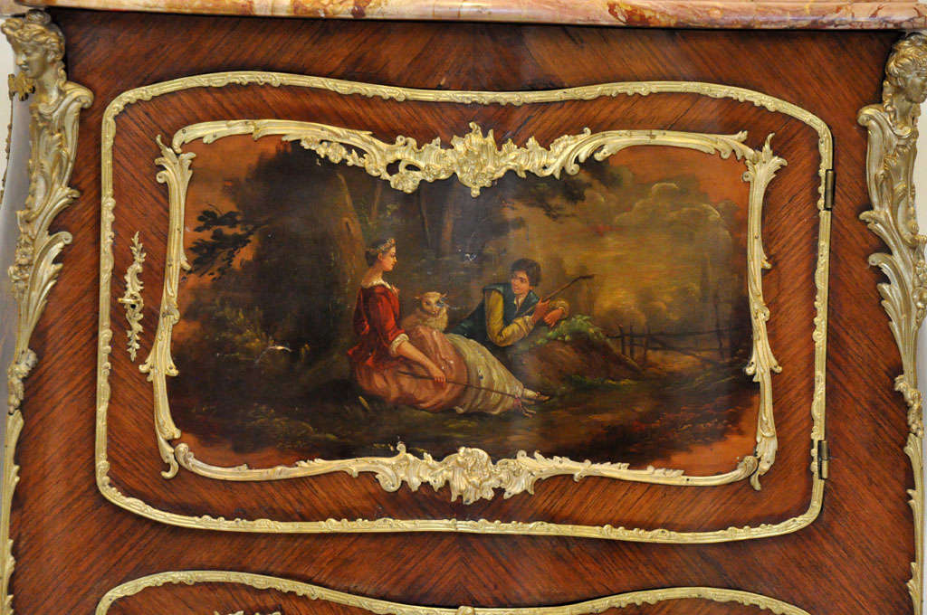 Louis XV Rococo Vernis Martin Bombé Cabinet, Paris, 1880 For Sale