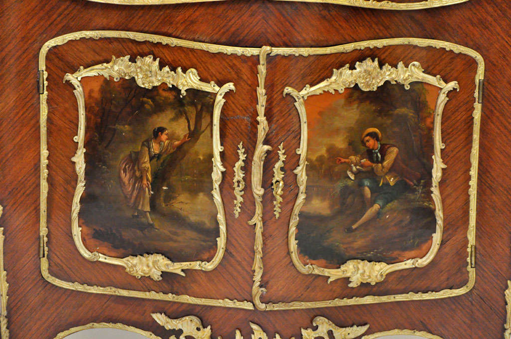 French Rococo Vernis Martin Bombé Cabinet, Paris, 1880 For Sale
