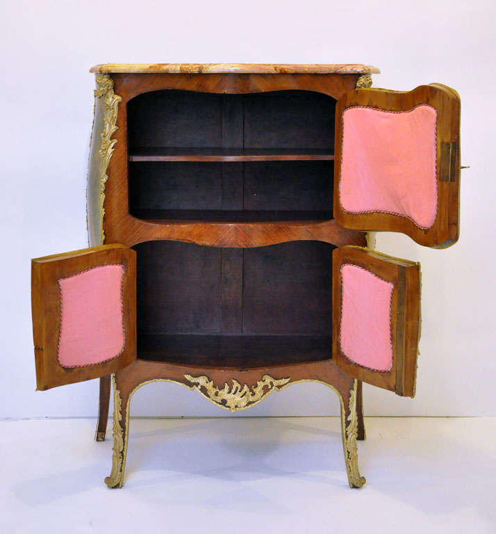 Hand-Painted Rococo Vernis Martin Bombé Cabinet, Paris, 1880 For Sale