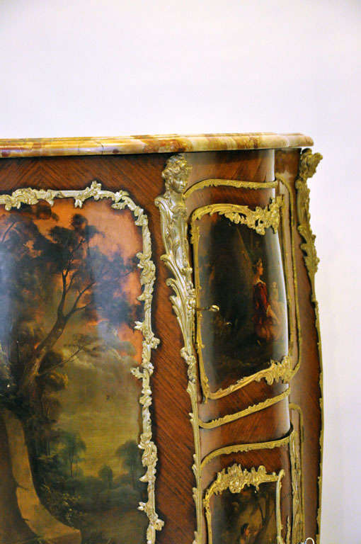 19th Century Rococo Vernis Martin Bombé Cabinet, Paris, 1880 For Sale