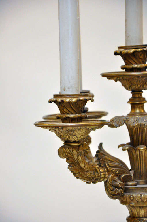 Monumental Pair of Neoclassical Candelabra Lamps, France, 1880 In Excellent Condition For Sale In Chicago, IL