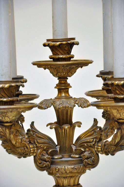 19th Century Monumental Pair of Neoclassical Candelabra Lamps, France, 1880 For Sale