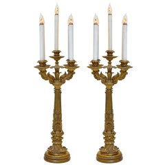 Monumental Pair of Neoclassical Candelabra Lamps, France, 1880