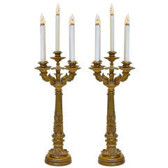 Pair of 19th Century Monumental French Bronze Electrified Candelabra Table Lamps 11