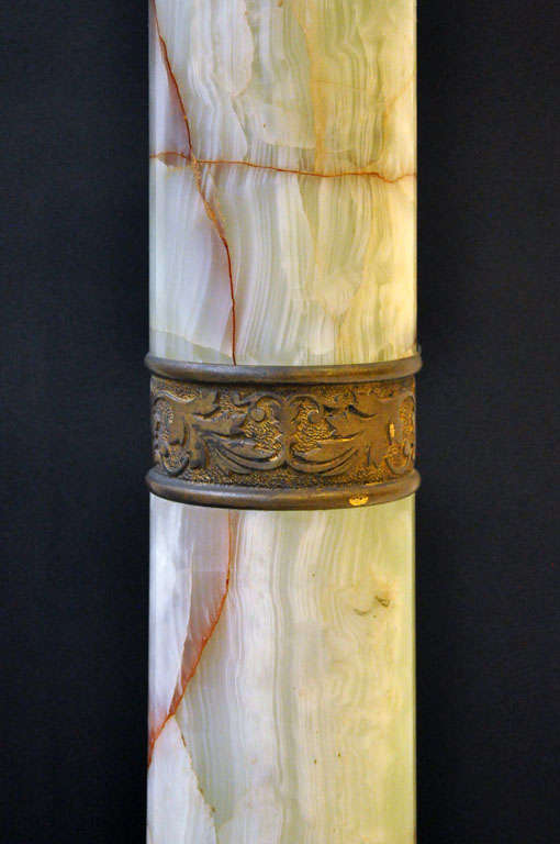 19th Century Empire Onyx Pedestal with Gilt Bronze Mounts, France, 1880 For Sale