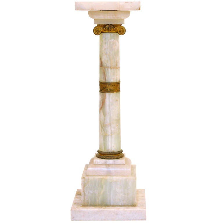 Empire Onyx Pedestal with Gilt Bronze Mounts, France, 1880 For Sale