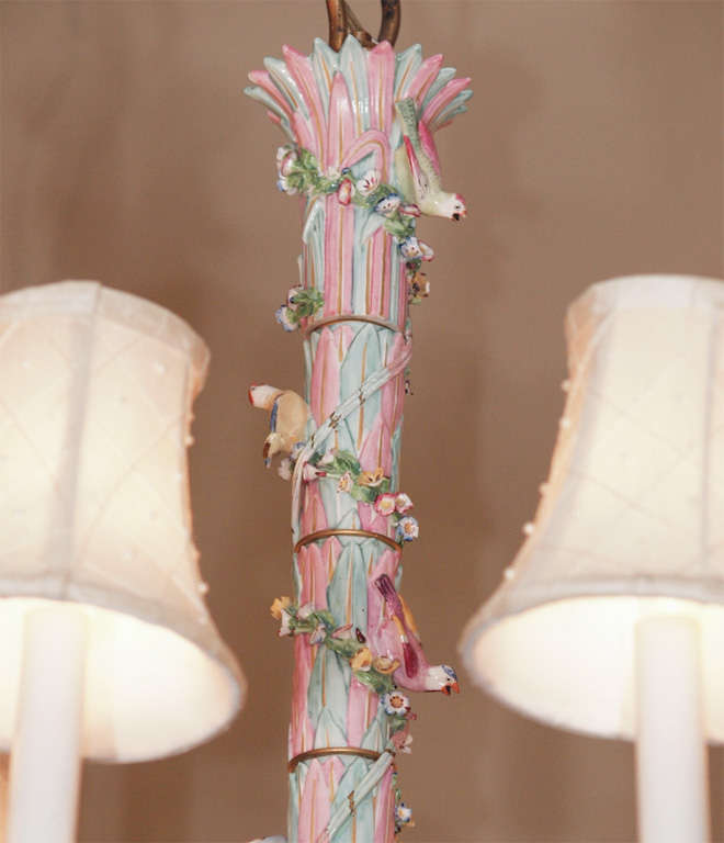 Porcelain chandelier rendered in soft tones