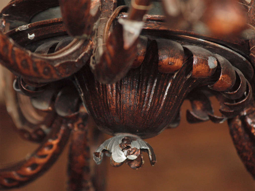 19th Century Antique Wrought Iron Chandelier