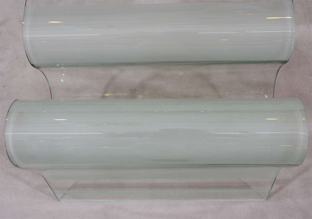 Mid Century Curving Glass Coffee Table with Frosted Accents 1