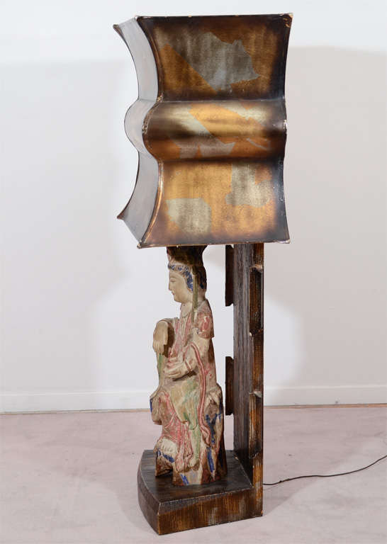Wood Rare Extraordinary Pair Of 1940's Asian Figure Table Lamps by James Mont For Sale
