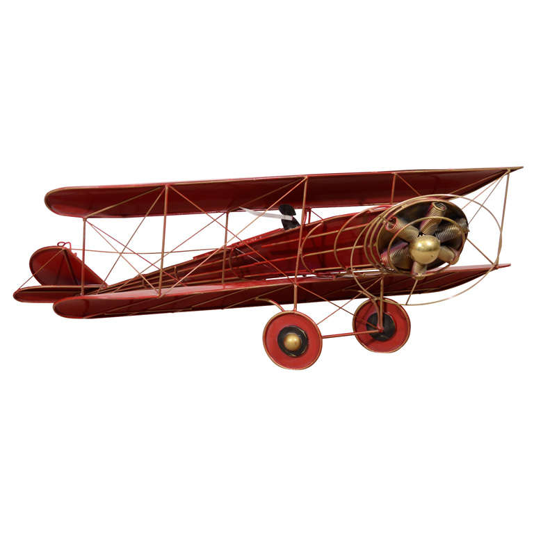 Fantastic Red Enamel "Biplane" Wall Sculpture by Curtis Jere For Sale
