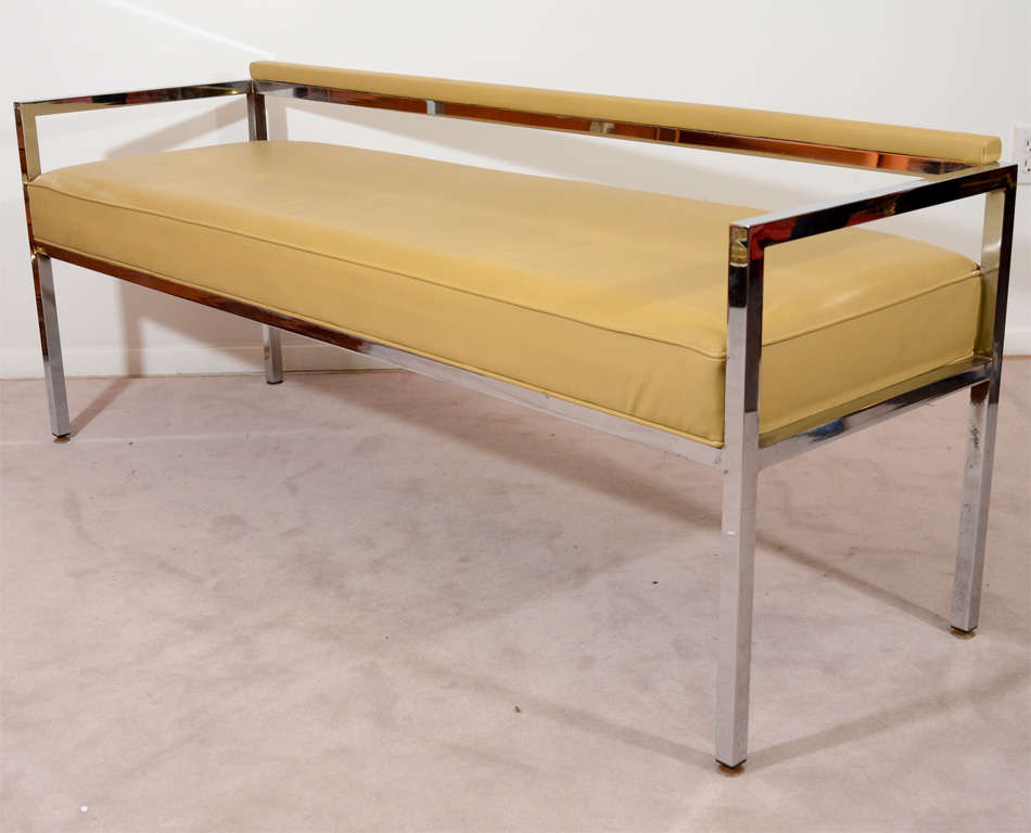 Late 20th Century Mid Century Vinyl and Chrome Bench by Milo Baughman