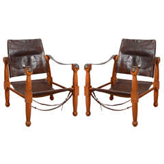 Pair of Antique French Collapsible Safari Chairs