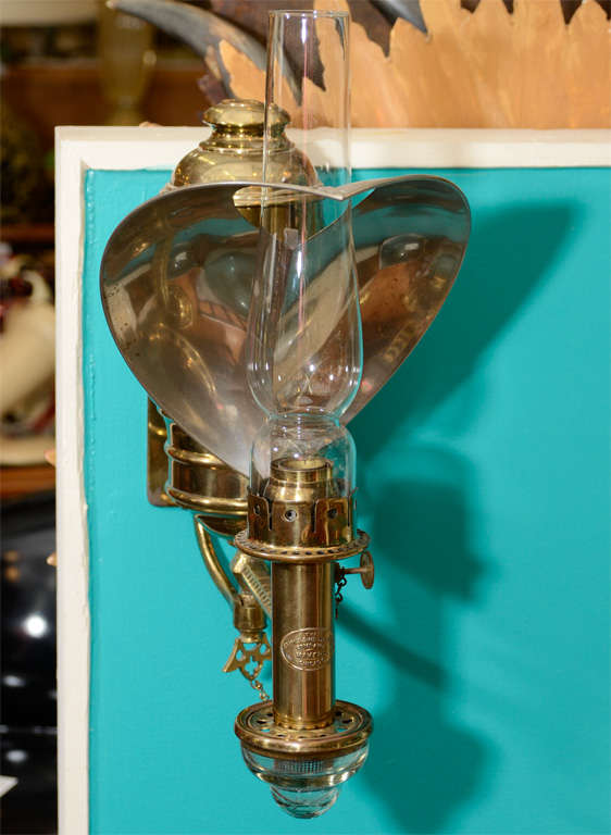 Brass Antique Railroad Car Gas Lamp Sconce by Adam & Westlake co.