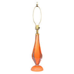 Mid Century Flavio Poli for Seguso Orange Murano Glass Lamp