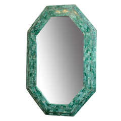 Vintage  Elegant Emerald Maitland-Smith Large Tessellated Marble Mirror