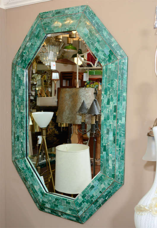 Elegant Emerald Maitland-Smith Large Tessellated Marble Mirror