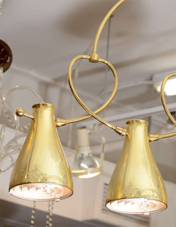 Modernist Brass Five-Light Chandelier with Circular Detailing For Sale 1