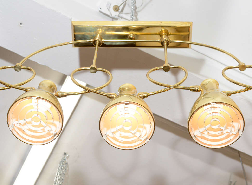 Modernist Brass Five-Light Chandelier with Circular Detailing For Sale 2