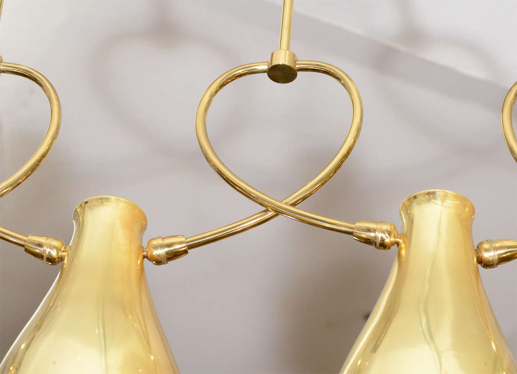 Modernist Brass Five-Light Chandelier with Circular Detailing For Sale 3