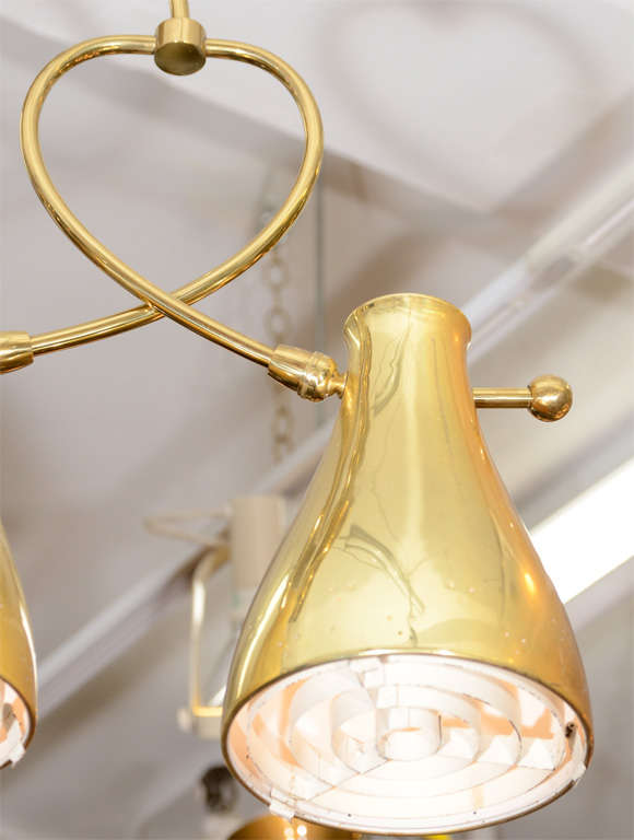 Modernist Brass Five-Light Chandelier with Circular Detailing For Sale 4
