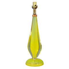 Mid Century Flavio Poli for Seguso Yellow Murano Glass Lamp