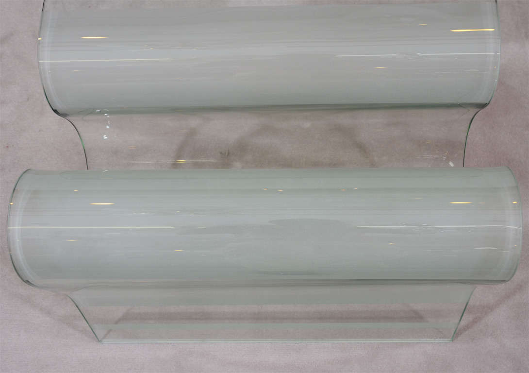 Mid Century Curving Glass Coffee Table with Frosted Accents at 1stDibs