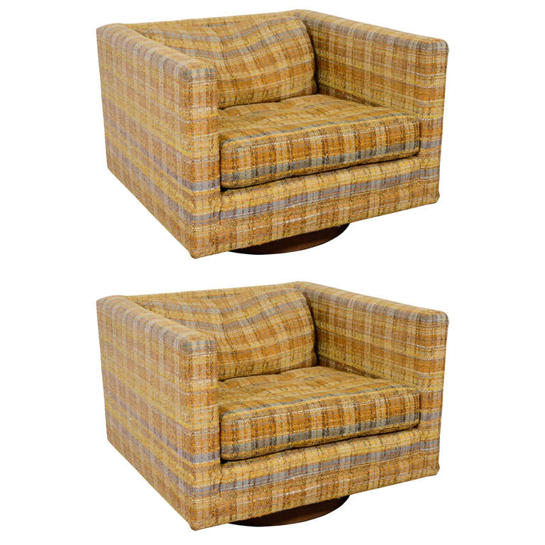 Pair of Mid Century CubeForm Swivel Chairs by Harvey Probber at 1stDibs