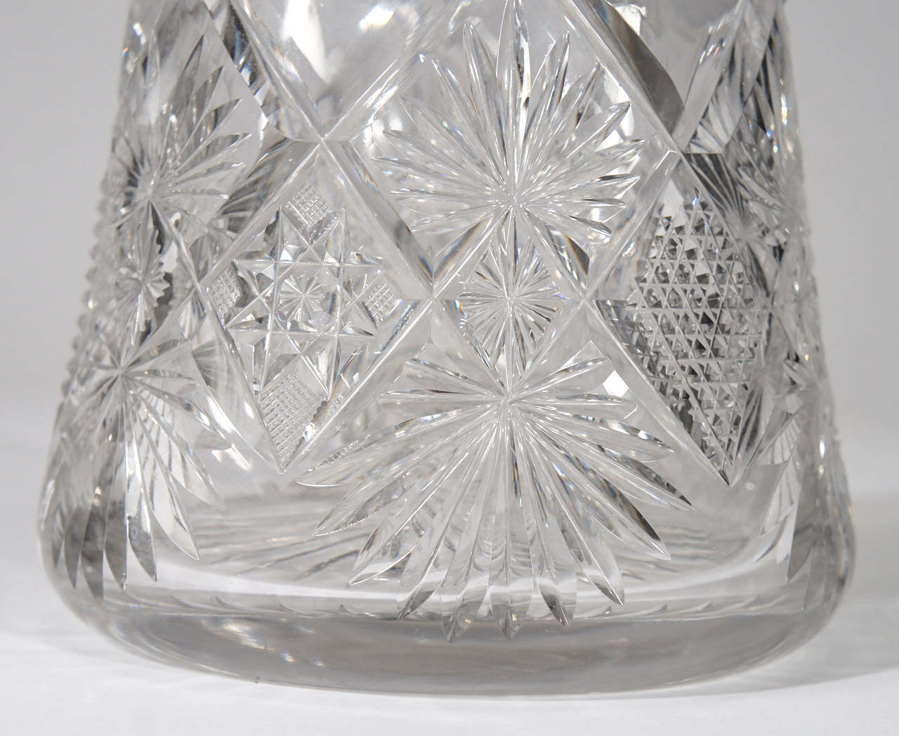 20th Century Monumental ABP Crystal Vase with Wheel-Cutting & Sterling Mount For Sale